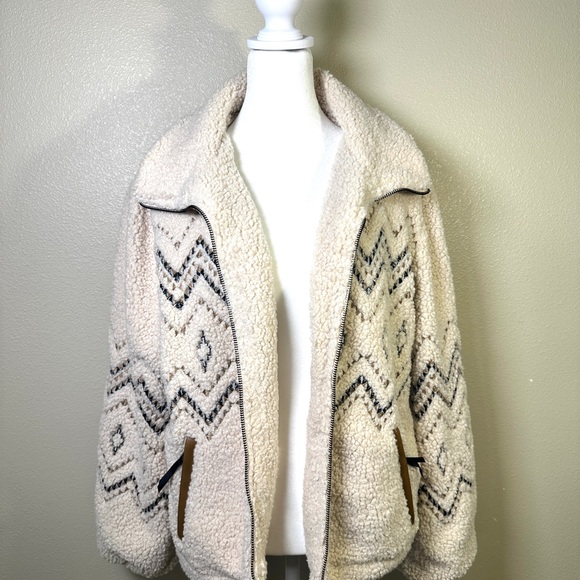Tribal Latte Faux Shearling Zigzag Zip Front Jacket-model #5637O-5125, Size P/S - Picture 11 of 14